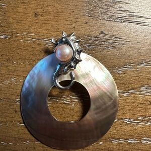 Sterling Silver Seahorse Pearl Pendant